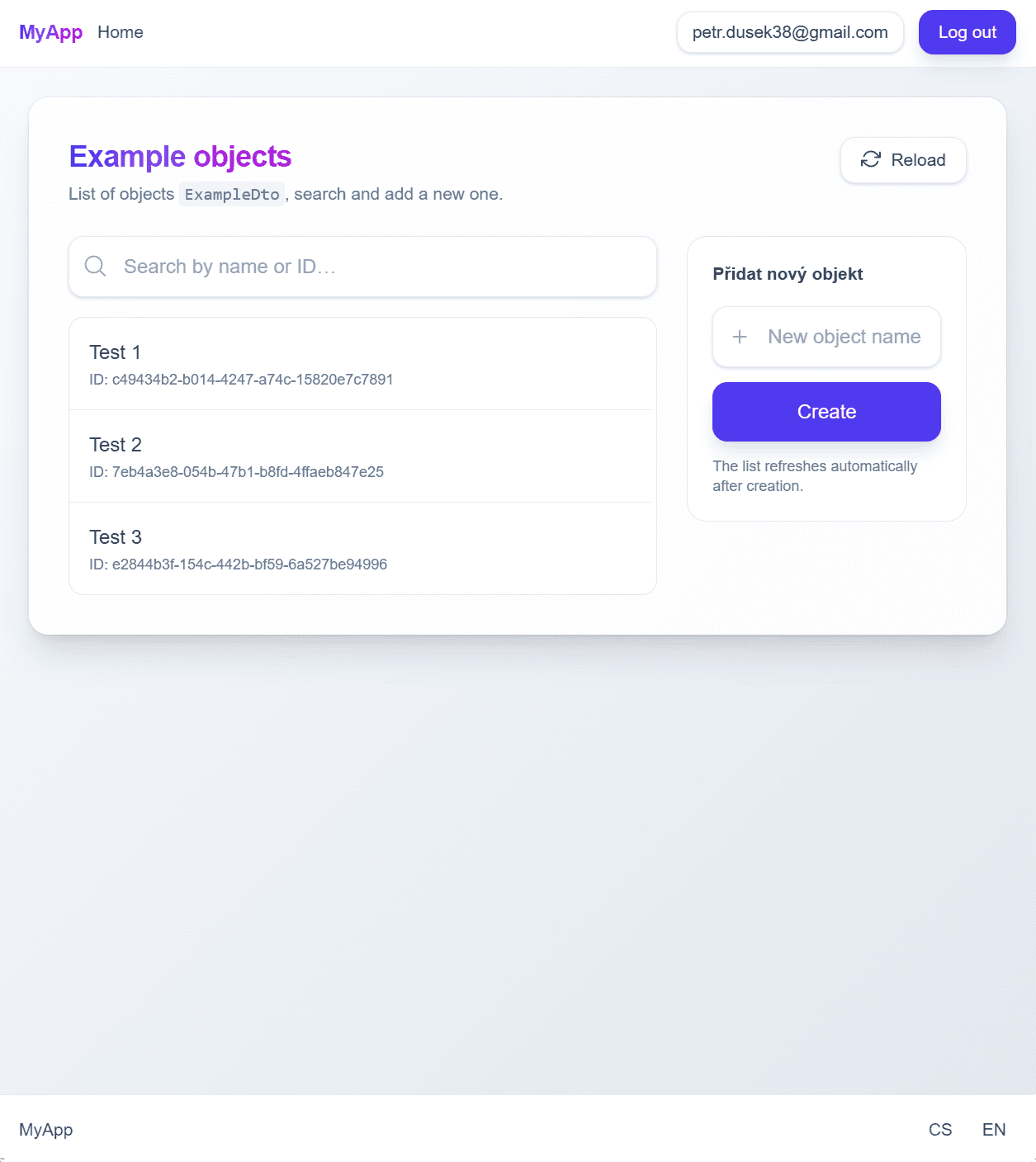 Example objects page